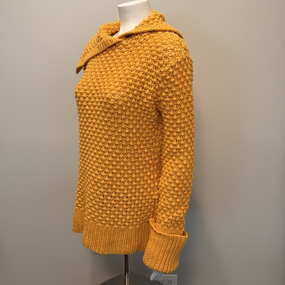 Lauren Hansen Golden Yellow Popcorn Stitch Sweater with Sculptural Collar XL - Picture 4 of 11